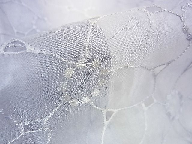平和屋本店■極上 シルクオーガンジー 道中着 スリーシーズン 春夏秋 塵除け 刺繍 花繋ぎ 暈し染め 残布付き 逸品 未使用 DZAA0742kh4 - 平和屋