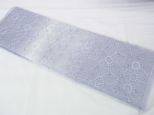 平和屋本店■極上 シルクオーガンジー 道中着 スリーシーズン 春夏秋 塵除け 刺繍 花繋ぎ 暈し染め 残布付き 逸品 未使用 DZAA0742kh4 - 平和屋