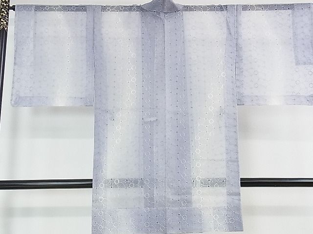 平和屋本店■極上 シルクオーガンジー 道中着 スリーシーズン 春夏秋 塵除け 刺繍 花繋ぎ 暈し染め 残布付き 逸品 未使用 DZAA0742kh4 - 平和屋