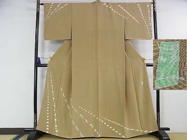 平和屋本店■極上 本加賀友禅作家 由水煌人 訪問着 草花文 利休茶色地 そごう百貨店扱い 逸品 未使用 DZAA0835kh4 - 平和屋