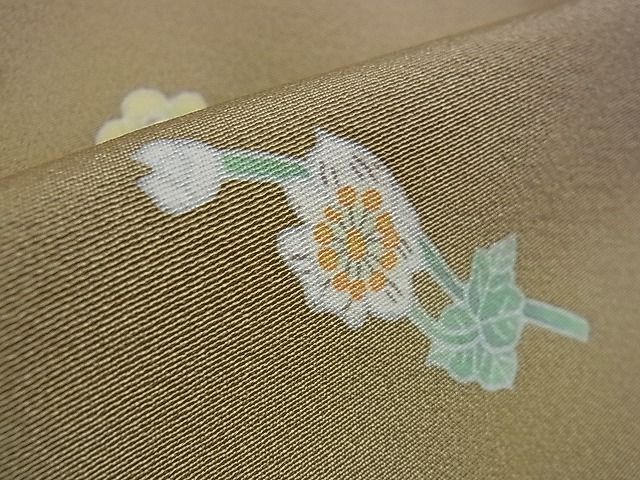 平和屋本店■極上 本加賀友禅作家 由水煌人 訪問着 草花文 利休茶色地 そごう百貨店扱い 逸品 未使用 DZAA0835kh4 - 平和屋