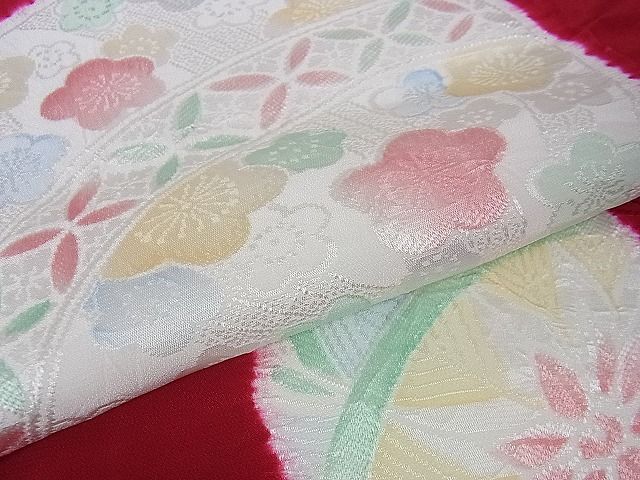 平和屋本店■極上 振袖・長襦袢(無双仕立て)セット 駒刺繍 絞り 舞桜 黒地 逸品 DZAA0848kh4 - 平和屋