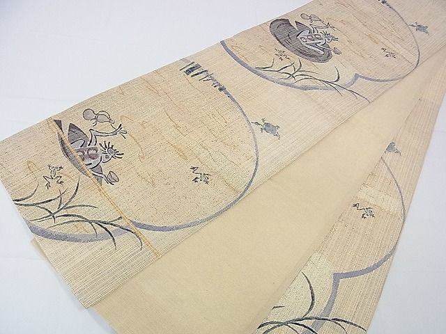 平和屋本店■極上 六通柄袋帯 スリーシーズン帯 河童 蛙 亀 金糸 逸品 DZAA0913kh4 - 平和屋
