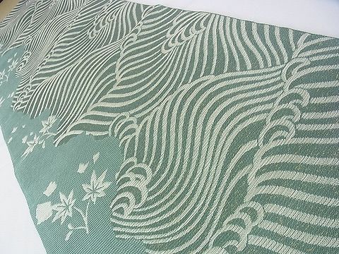 平和屋本店■極上 夏物 西陣 川島織物 六通柄袋帯 立波楓文 金糸 逸品 DZAA0915kh4 - 平和屋