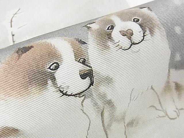 平和屋本店■極上 太鼓柄京袋帯 長沢芦雪 狗児図 手描き 逸品 DZAA0928kh4 - 平和屋