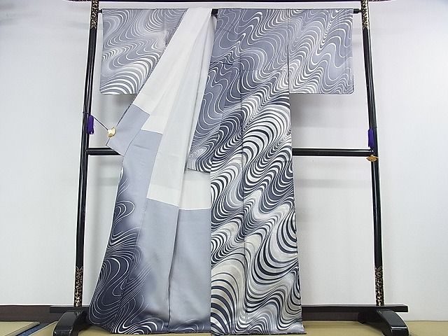 平和屋本店■極上 金彩友禅 卓越技能者・名工・和田光正 訪問着 流水文 暈し染め 銀彩 逸品 DZAA0947kh4 - 平和屋