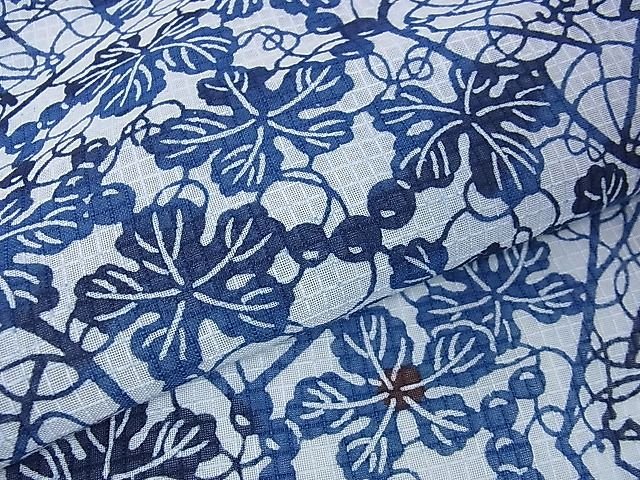 平和屋本店■極上 夏物 竺仙 綿紅梅 浴衣 藍染 南天蔦の葉文 ゑり善扱い 綿 逸品 DZAA0955kh4 - 平和屋
