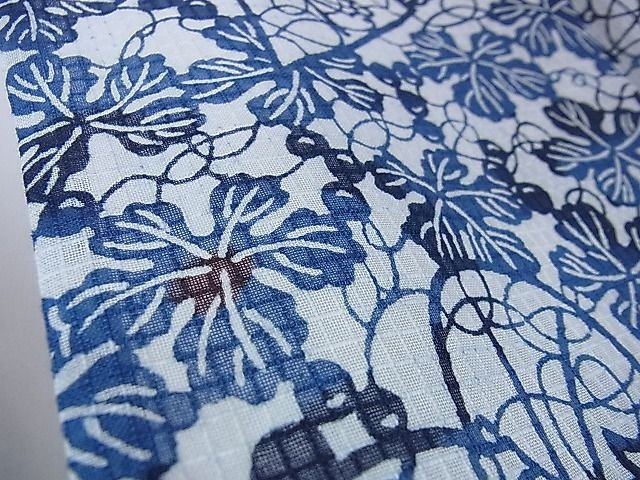 平和屋本店■極上 夏物 竺仙 綿紅梅 浴衣 藍染 南天蔦の葉文 ゑり善扱い 綿 逸品 DZAA0955kh4 - 平和屋