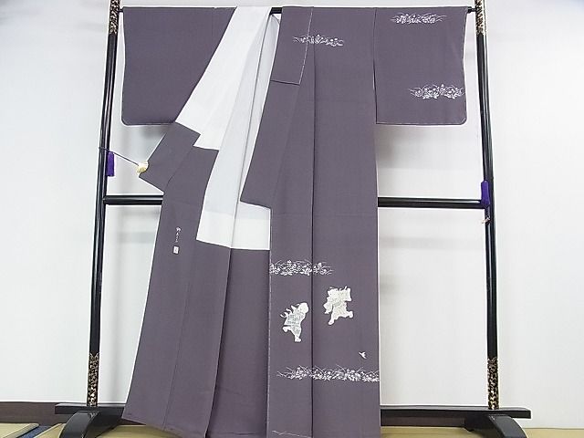 平和屋本店■極上 二代目・由水十久 本加賀友禅 訪問着 野あそび 紫苑色地 逸品 未使用 DZAA0961kh4 - 平和屋