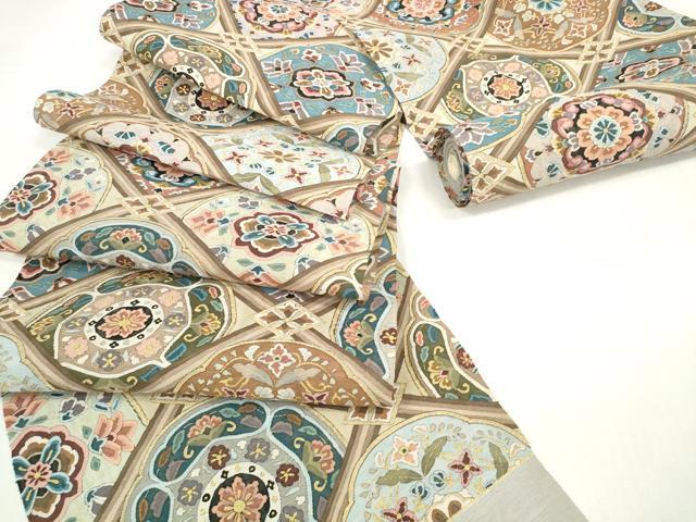 平和屋本店■極上 明綴れ 六通柄 袋帯 帯反物 格天上花文 金糸 裏地付き 逸品 DZAA10286kh5 - 平和屋