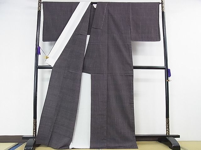 平和屋本店■極上 いしげ結城ちぢみ 単衣 奥順謹製 縮縞 証紙付き 逸品 未使用 DZAA1030kh4 - 平和屋