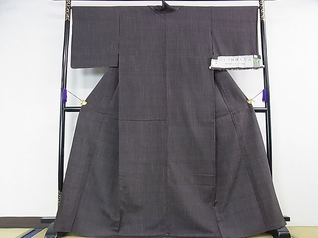 平和屋本店■極上 いしげ結城ちぢみ 単衣 奥順謹製 縮縞 証紙付き 逸品 未使用 DZAA1030kh4 - 平和屋