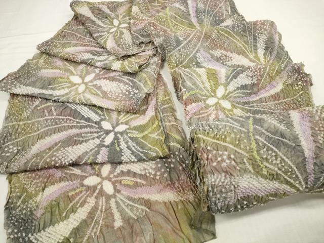 平和屋本店■夏物 浴衣 有松鳴海絞り 反物 着尺 花繋ぎ 湯のし前 綿 逸品 未使用 DZAA11279kh5
