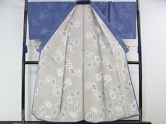 平和屋本店■希少 男性 銀座もとじ 本場琉球絣 手おり 紗袷 大城永光作 トランプ たとう紙・証紙付き 逸品 未使用 DZAA1035kh4 - 平和屋