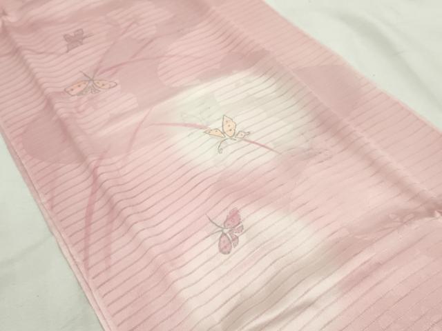 平和屋本店■夏物 和装小物 帯締め・帯揚げセット 絽 舞蝶文 暈し染め くみひも 逸品 未使用 DZAA10364kh5