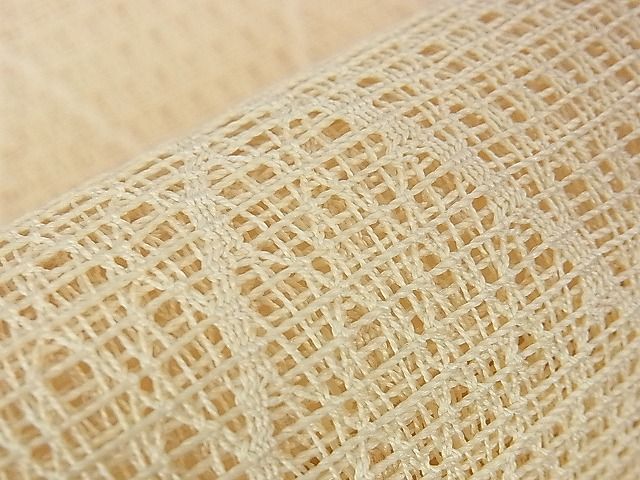平和屋本店■最高級 夏物 人間国宝 北村武資 羅 銀座もとじ 八寸名古屋帯 肌色 たとう紙付き 逸品 未使用 DZAA1059kh4 - 平和屋