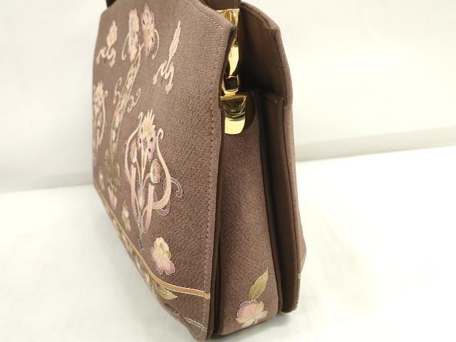 平和屋本店●岡重謹製 OKAJIMA 和装小物 和装バッグ ハンドバッグ 手提げ 更紗花文 保存袋付き 逸品 未使用 DZAA10818kh5