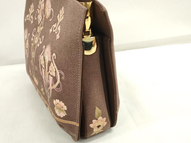 平和屋本店●岡重謹製 OKAJIMA 和装小物 和装バッグ ハンドバッグ 手提げ 更紗花文 保存袋付き 逸品 未使用 DZAA10818kh5