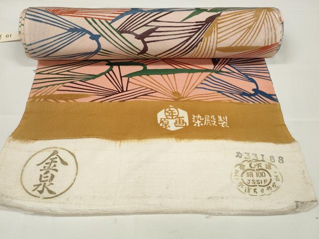 平和屋本店■極上 型絵染の人間国宝 稲垣稔次郎 羽織・コート 反物 羽尺 松葉重ね 逸品 未使用 DZAA10871kh5