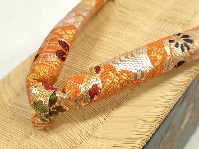平和屋本店■和装小物 ぽっくり下駄 こっぽり・おこぼ下駄 畳表 金蒔絵 群れ鶴 逸品 DZAA10977kh5