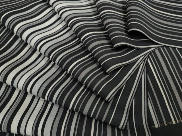 平和屋本店●極上 小紋 反物 着尺 京友禅 縞 黒地 逸品 未使用 DZAA11123kh5