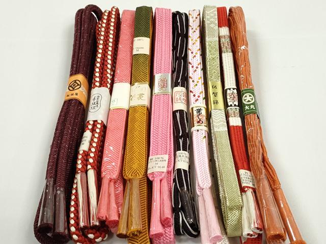 平和屋本店■和装小物 帯締め10本 佐賀錦 笹浪組 金銀糸 松坂屋・大丸扱い 逸品 未使用 DZAA11158kh5