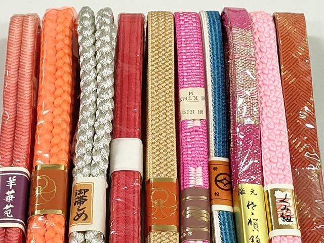 平和屋本店■和装小物 帯締め10本 佐賀錦 奈良組 くみ紐 金銀糸 逸品 未使用 DZAA11159kh5