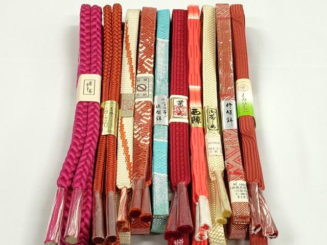 平和屋本店■和装小物 帯締め10本 西陣 佐賀錦 くみひも 手ぐみひも 金糸 逸品 未使用 DZAA11161kh5