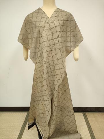 平和屋本店●伝統工芸士 七代目 吉澤与市 紬 反物 着尺 絞り 証紙付き 逸品 未使用 DZAA11166kh5