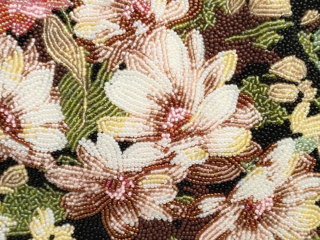平和屋本店●和装小物 ビーズバッグ 和装バッグ 舞花文 がま口 持ち手付き レトロ 逸品 DZAA11181kh5