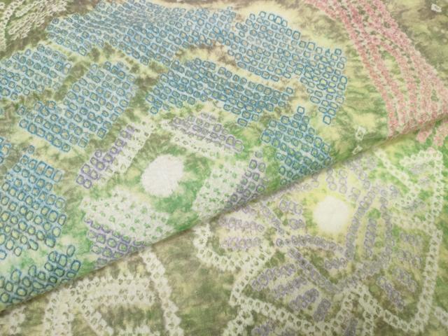 平和屋本店■極上 夏物 浴衣 有松鳴海絞り 反物 着尺 草花文 綿 逸品 未使用 DZAA11185kh5