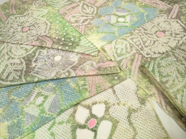 平和屋本店■極上 夏物 浴衣 有松鳴海絞り 反物 着尺 草花文 綿 逸品 未使用 DZAA11185kh5