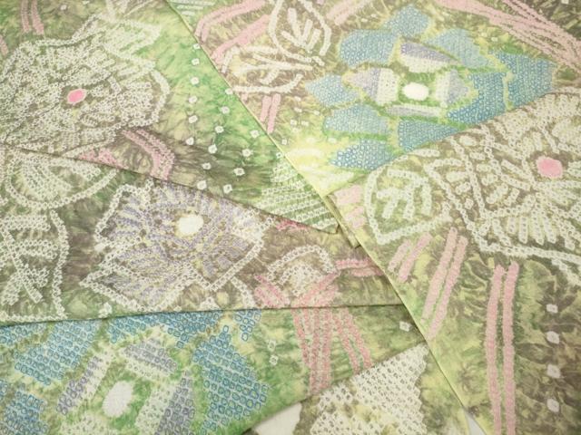 平和屋本店■極上 夏物 浴衣 有松鳴海絞り 反物 着尺 草花文 綿 逸品 未使用 DZAA11185kh5