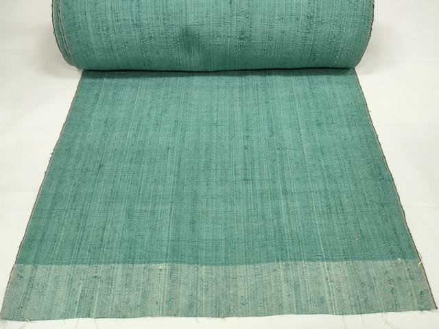 平和屋本店■希少 浦野理一 経節紬 反物 着尺 青緑色 三越扱い 逸品 未使用 DZAA11274kh5
