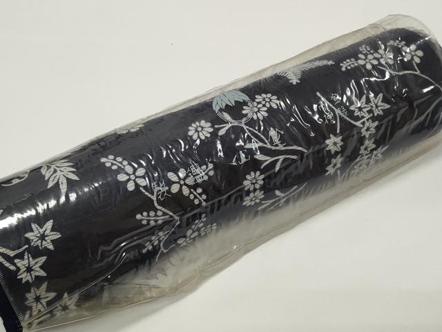 平和屋本店∴夏物 竺仙鑑製 浴衣 反物 着尺 綿絽 草花 紺地 証紙付き 綿 逸品 未使用 DZAA11286kh5
