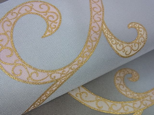 平和屋本店■極上 ジャパンオートクチュール 渡辺雪三郎 塩瀬 九寸名古屋帯 唐草文 金彩 逸品 DZAA1128kh4 - 平和屋