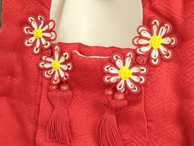 平和屋本店■極上 七五三 女の子 3歳 被布 草履 巾着 髪飾り 小物セット 駒刺繍 絞り 箱付き 逸品 未使用 DZAA11384kh5