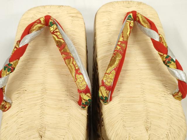 平和屋本店■和装小物 ぽっくり下駄 こっぽり・おこぼ下駄 畳表 金蒔絵 群れ鶴 逸品 未使用 DZAA11439kh5