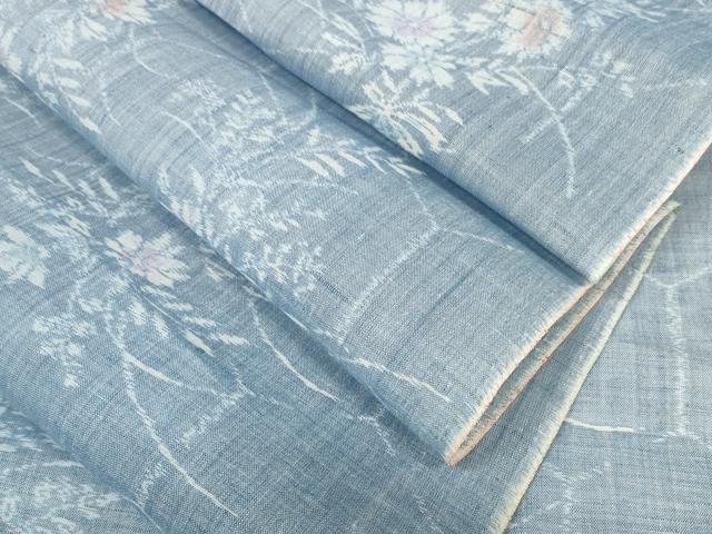 平和屋本店■極上 夏物 本場小千谷ちぢみ 反物 着尺 草花 小千谷織物 証紙付き 麻 逸品 未使用 DZAA11467kh5