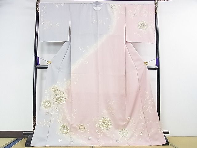 平和屋本店■極上 訪問着 駒刺繍 枝垂れ花 暈し染め 金彩 逸品 未使用 DZAA1157kh4 - 平和屋