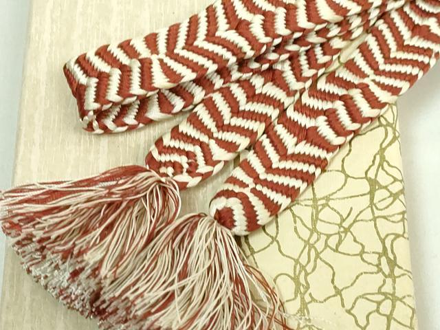 平和屋本店○極上 有職組紐道明 帯締め 唐組 白菊 宮内庁御用 国立博物館