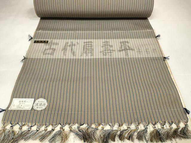平和屋本店●極上 男性 古代扇壽平 袴 反物 着尺 福壽織 縞 福田織物謹製 逸品 未使用 DZAA11674kh6