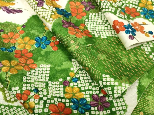 平和屋本店●極上 創業460年・千總 小紋 反物 着尺 霞花松文 金彩 三越扱い タグ付き 逸品 未使用 DZAA11686kh6