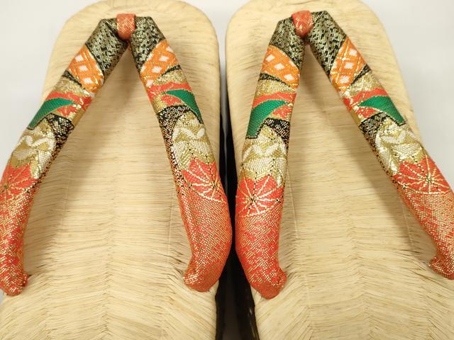 平和屋着物●極上 和装小物 ぽっくり下駄 こっぽり・おこぼ下駄 畳表 金蒔絵 群れ鶴松文 21.0cm 逸品 未使用 DZAA11711kh6
