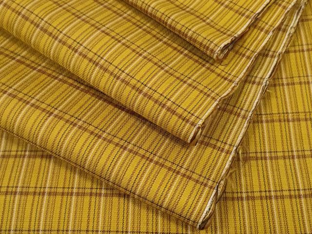 平和屋本店●極上 本場黄八丈 綾織 紬 反物 着尺 格子 逸品 未使用 DZAA11760kh6