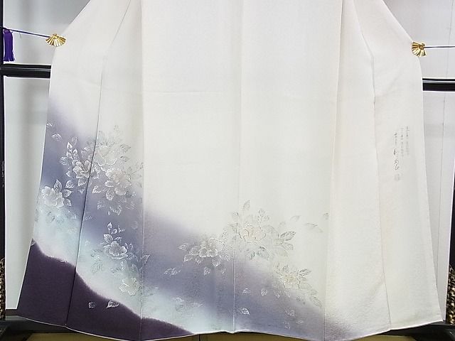 平和屋本店■極上 金彩友禅 卓越技能者・名工・和田光正 訪問着 仏桑花 ハイビスカス 暈し染め 金銀彩 逸品 DZAA1201kh4 - 平和屋
