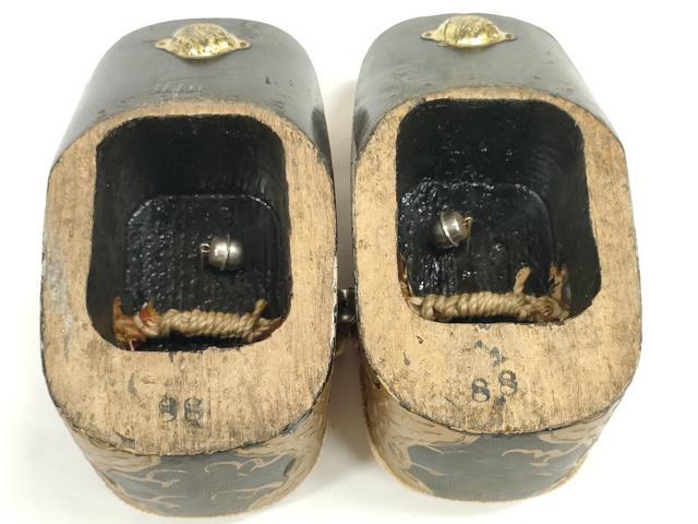 平和屋着物●極上 和装小物 ぽっくり下駄 おこぼ・こっぽり下駄 畳表 金蒔絵 御所車飛鶴松文 19.5cm 逸品 DZAA12031kh6