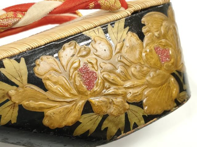 平和屋着物●極上 和装小物 ぽっくり下駄 おこぼ・こっぽり下駄 畳表 蒔絵 牡丹 20cm 逸品 DZAA12032kh6