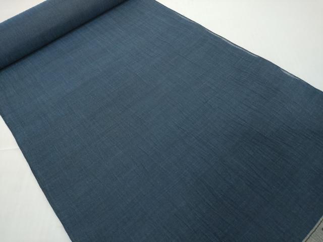 平和屋着物●極上 夏物 本場小千谷ちぢみ 反物 着尺 ネービーブルー色 証紙付き 麻 逸品 未使用 DZAA12144kh6