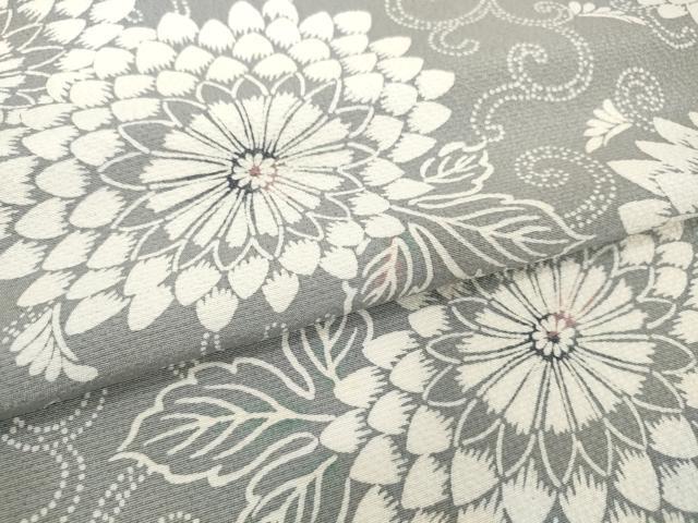 平和屋着物●極上 小紋 反物 着尺 松煙染 菊唐草 逸品 未使用 DZAA12152kh6
